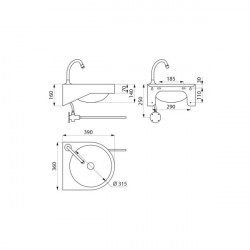 Delabie Lave-mains mural Delabie Genou inox 304 poli satiné Kobleo