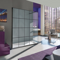 Samo Paroi douche d'angle rectangulaire 96-98cm fixe profilé noir mat Grigl Kobleo