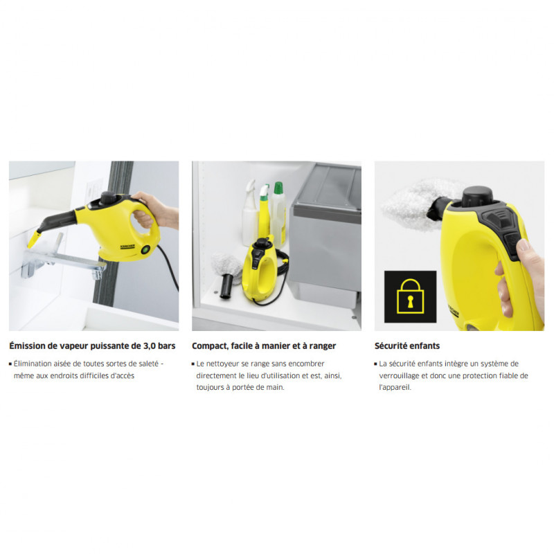 Karcher Nettoyeur vapeur Karcher SC1 1200W 3bar cuve 0,2L Kobleo