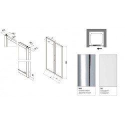 Samo Porte douche coulissante 2 panneaux 152-158cm Ht 200cm Europa Kobleo