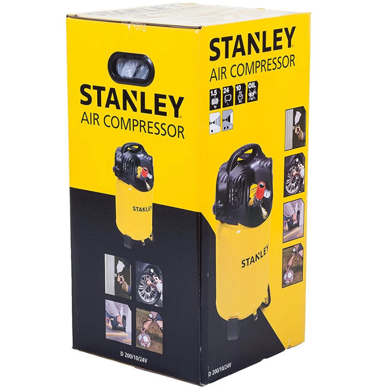 Stanley Compresseur d'air Stanley D200/10/24V 1,5HP 24L 10bar cuve verticale Kobleo Stanley Compresseur d'air Stanley D200/10/24V 1,5HP 24L 10bar cuve verticale Kobleo