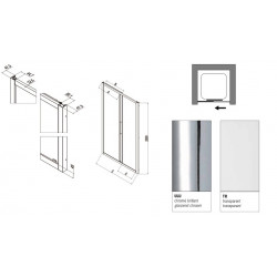 Samo Porte douche coulissante 2 panneaux 159-165cm Ht 200cm Europa Kobleo
