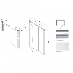 Samo Porte douche pivotante paroi fixe 116-121cm Droite Europa SP Kobleo