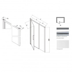 Samo Porte douche pivotante paroi fixe 126-131cm Gauche Europa SP Kobleo