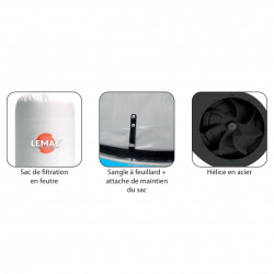 Leman Aspirateur à copeaux d'atelier ASP165 1500W 165L 2900m3/h Leman Kobleo