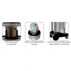 Leman Aspirateur eau et poussières ASP305 30L 1200W avec ccessoires Leman Kobleo