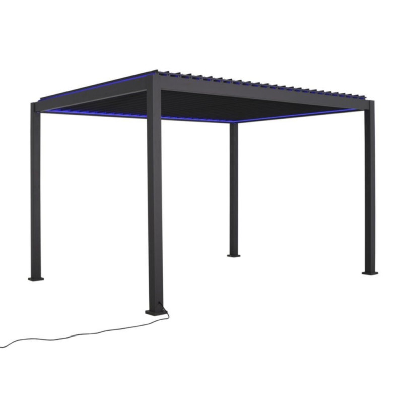 Habrita Foresta Pergola Habrita PER3040BIELEC alu 12m2 ventelles électriques ruban Led Kobleo