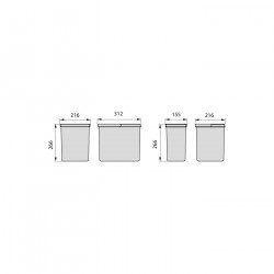 Emuca Poubelle 8198123 pour tiroir de cuisine Recycle plastique gris anthrac Kobleo