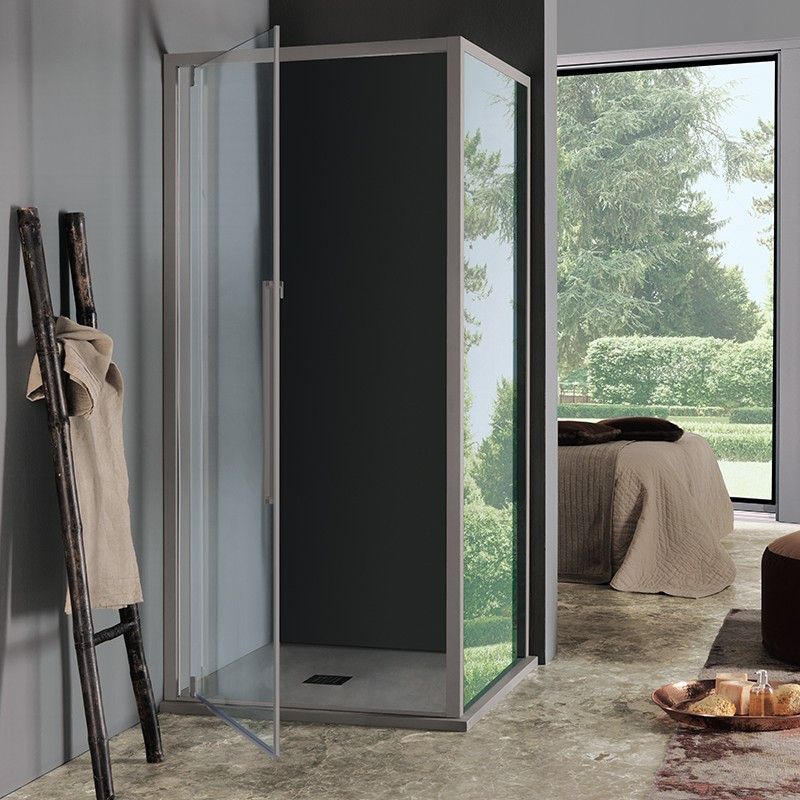 Samo Porte douche pivotante 87 91cm Profilés noir matVersion Droite ACRUX Kobleo