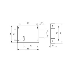 Thirard Serrure Thirard horizontale en applique droite 85x76mm noir 1 clé Kobleo