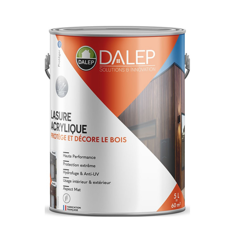 Dalep Lasure acrylique Dalep protection extrême 5l incolore aspect mat Kobleo