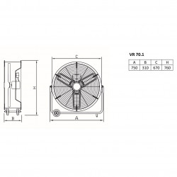 Splus Ventilateur industriel S.PLUS VR 70.1 D67cm 320W débit 7860m3/h Kobleo