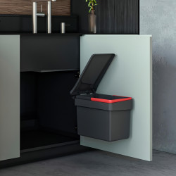 Emuca Poubelle de recyclage 8199123 Recycle 15L plastique gris anthracite Kobleo