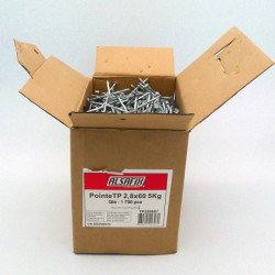 Alsafix 5 kg de pointes Alsafix TP CT HDG 2,8x60 tête plate carré torsadée Kobleo