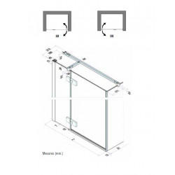 Samo Porte douche pivotante 86 88cm Profilés chromé brillantVersion Gauche  Kobleo