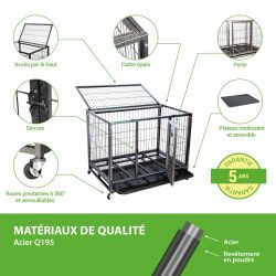 Paitsy Cage pour chien MouvedyL, 93x59x76cm, roues verrouillables, Paitsy Kobleo
