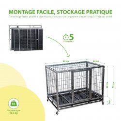 Paitsy Cage pour chien MouvedyL, 93x59x76cm, roues verrouillables, Paitsy Kobleo