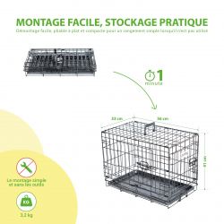 Paitsy Cage pour chien FortressooXS, 56x33x41cm, pliable, 2 portes, Paitsy Kobleo