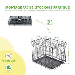 Paitsy Cage pour chien FortressooS, 60x43x49cm, pliable, 2 portes, Paitsy Kobleo