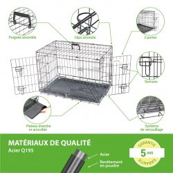 Paitsy Cage pour chien FortressooM, 75x47x54cm, pliable, 2 portes, Paitsy Kobleo