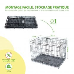 Paitsy Cage pour chien FortressooM, 75x47x54cm, pliable, 2 portes, Paitsy Kobleo
