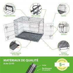 Paitsy Cage pour chien FortressooL, 90x60x67cm, pliable, 2 portes, Paitsy Kobleo