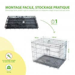 Paitsy Cage pour chien FortressooL, 90x60x67cm, pliable, 2 portes, Paitsy Kobleo