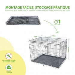 Paitsy Cage pour chien FortressooXL, 107x71x77cm, pliable, 2 portes, Paitsy Kobleo