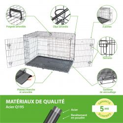 Paitsy Cage pour chien Fortressoo2XL, 122x75x84cm, pliable, 2 portes, Paitsy Kobleo