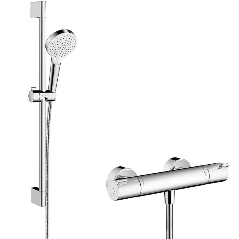 Hansgrohe Combi douche Crometta Vario avec barre 65cm Ecostat 1001 CL Hansgrohe Kobleo