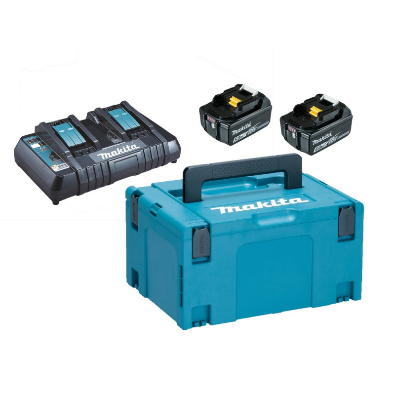 Makita Pack énergie Makita 2 batteries 18 V Li-Ion et 1 chargeur double Kobleo