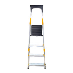 Hoström Escabeau 4 marches DURAMP alu pliable sécurisé plateforme 75cm Hostrom Kobleo