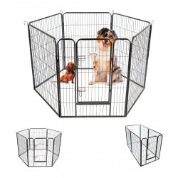 Paitsy Enclos en métal Gardeo80x100x6 pour chiens, chiots, chatons et rongeurs Kobleo