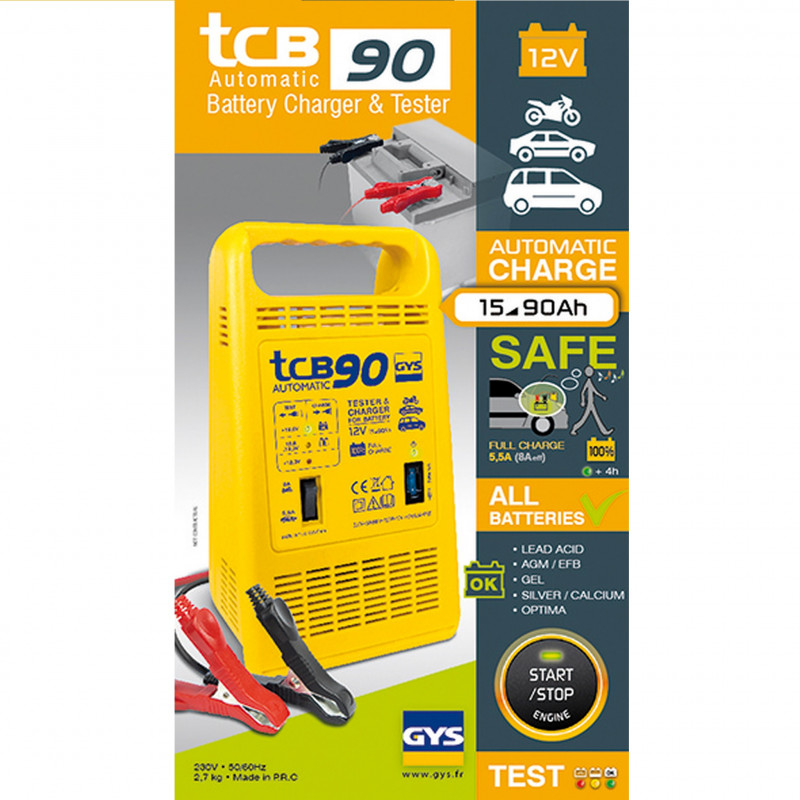 Gys Chargeur de batteries Gys TCB 90 AUTOMATIC 12V avec testeur de batterie Kobleo Gys Chargeur de batteries Gys TCB 90 AUTOMATIC 12V avec testeur de batterie Kobleo