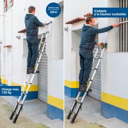 Hoström Echelle telescopique 2,9m TELESCOO10, Garantie 5 ans, Hostrom Kobleo