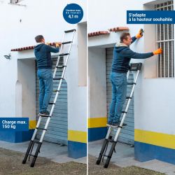 Hoström Echelle telescopique 3,2m TELESCOO11, Garantie 5 ans, Hostrom Kobleo