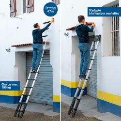 Hoström Echelle telescopique 3,8m TELESCOO13, Garantie 5 ans, Hostrom Kobleo