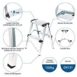 Hoström Homilix2, Escabeau en alu, 2 marches Kobleo