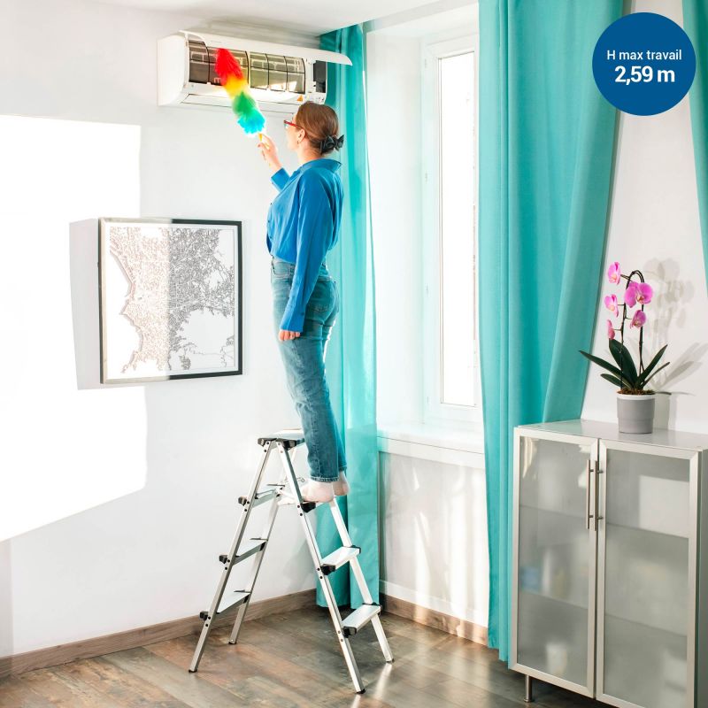 Hoström Escabeau marche pied 4 marches HOMILIX4, H max travail 2,59m, Hostrom Kobleo Hoström Escabeau marche pied 4 marches HOMILIX4, H max travail 2,59m, Hostrom Kobleo