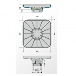 Nicoll Receveur siphonné Nicoll REL 40x40cm PVC gris clair avec adaptateur Kobleo