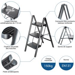 Hoström Escabeau 3 marches FOLDPACT3, Garantie 5 ans, Hostrom Kobleo Hoström Escabeau 3 marches FOLDPACT3, Garantie 5 ans, Hostrom Kobleo