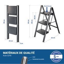 Hoström Escabeau 3 marches FOLDPACT3, Garantie 5 ans, Hostrom Kobleo Hoström Escabeau 3 marches FOLDPACT3, Garantie 5 ans, Hostrom Kobleo