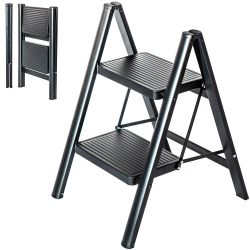 Hoström Escabeau 2 marches FOLDPACT2, Garantie 5 ans, Hostrom Kobleo