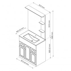Ondée Meuble à poser Ondée TOLEDE 80cm gris pvc brillant Kobleo