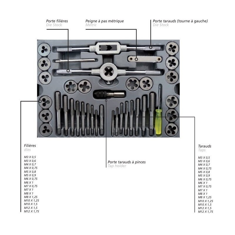 Fartools Coffret de tarauds et filières Fartools CTF 40 40 pièces Kobleo Fartools Coffret de tarauds et filières Fartools CTF 40 40 pièces Kobleo