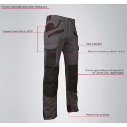 Pantalon de travail LMA ARGILE taille 54 Gris/Noir multipoches Kobleo Pantalon de travail LMA ARGILE taille 54 Gris/Noir multipoches Kobleo