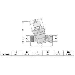 Thermador Réducteur de pression Thermador R5331 pour groupe de sécurité 3/4" MF Kobleo