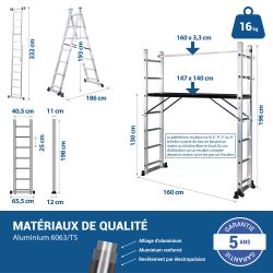 Hoström Echafaudage roulant SCAFFOLDAX2X7, H max Travail 4,74m, Hostrom Kobleo Hoström Echafaudage roulant SCAFFOLDAX2X7, H max Travail 4,74m, Hostrom Kobleo