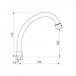 Delabie Bec universel col de cygne Delabie F1/2" orientable 150mm chromé Kobleo