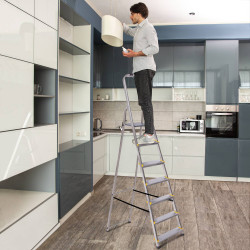 Hoström Escabeau 7 marches DURA alu pliable hauteur plateforme 140cm Hostrom Kobleo